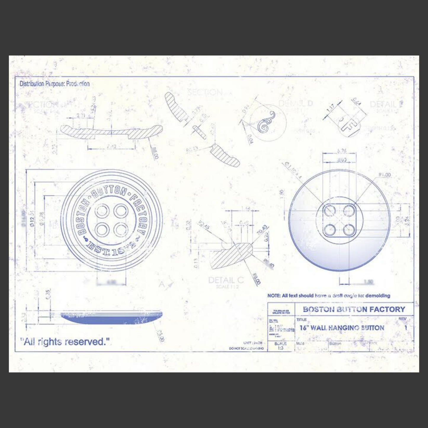 Each small button is simply a scaled-down version of the sculptural originals