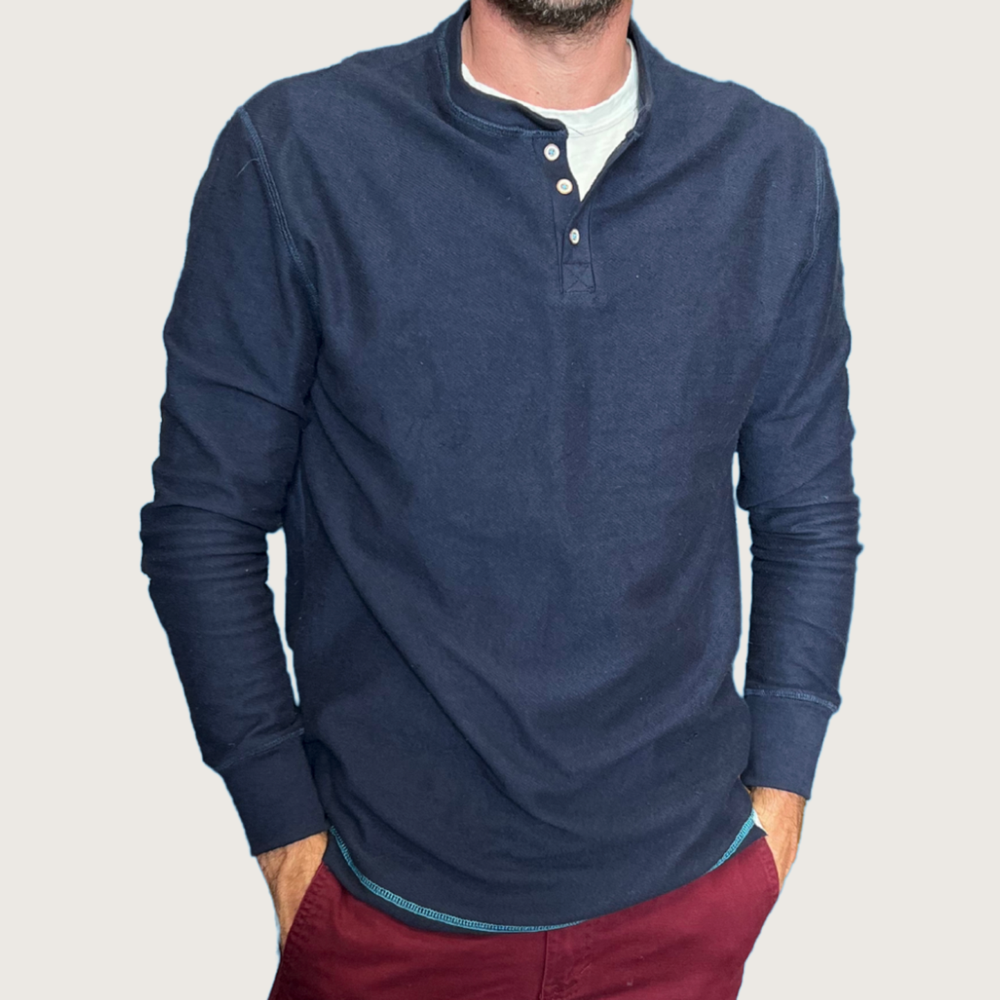 Boston Button Factory Long Sleeve Men’s Henley Made in the USA