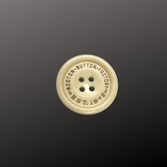 Bone Buttons with Boston Button Factory logo for clothing– art inspired, style defining bone clothing buttons