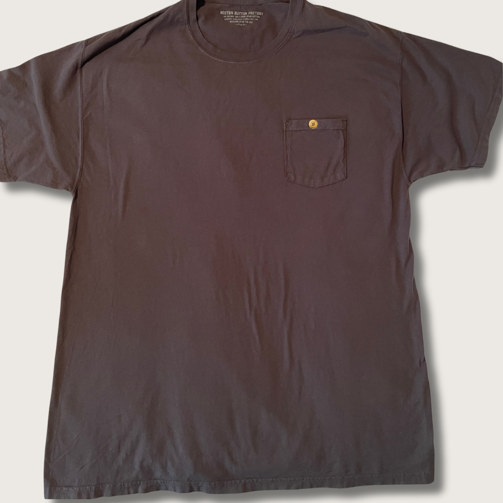 Boston Button Factory Pocket T-Shirt in Gray, Front 