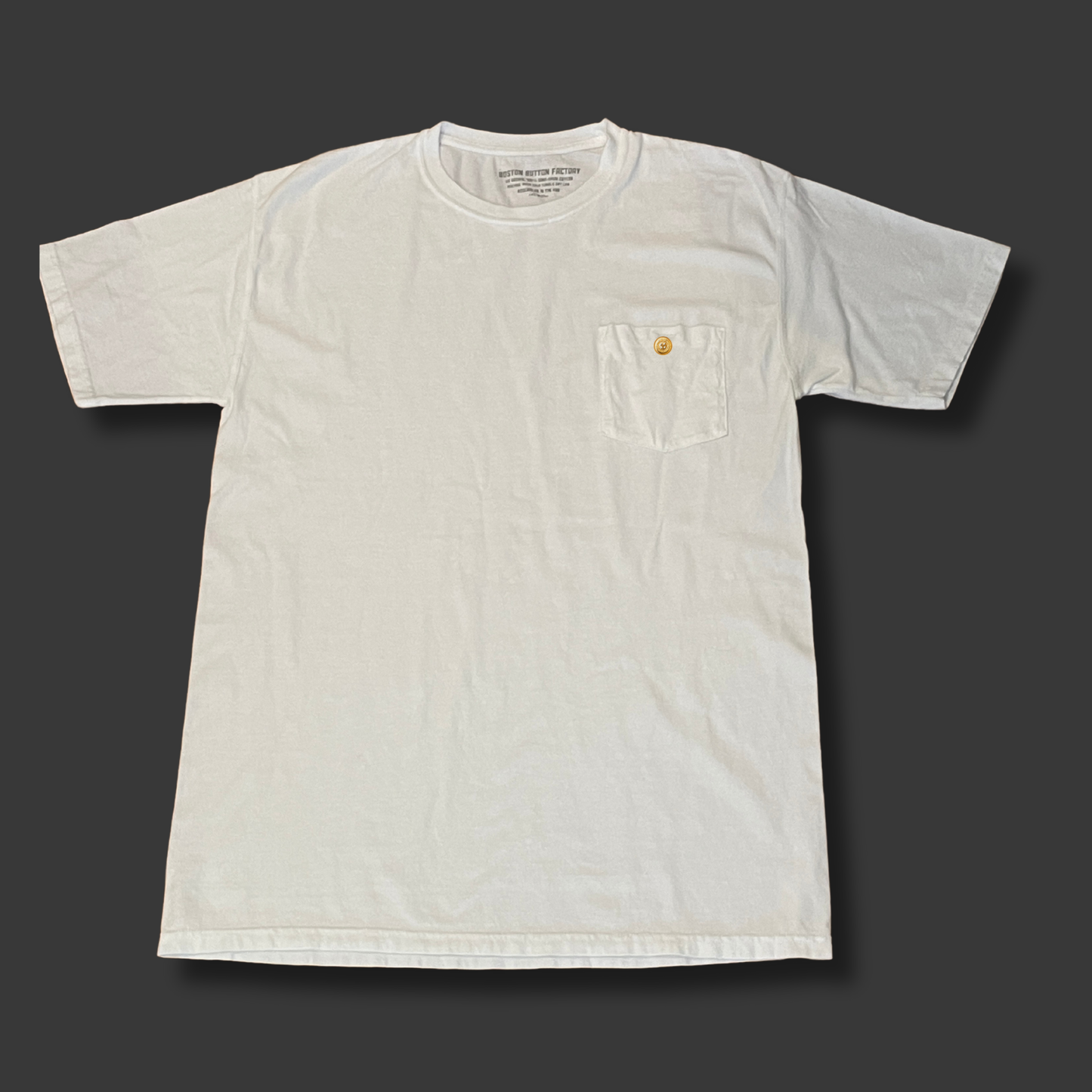 Boston Button Factory Pocket T-Shirt with Gold Buttons - Front