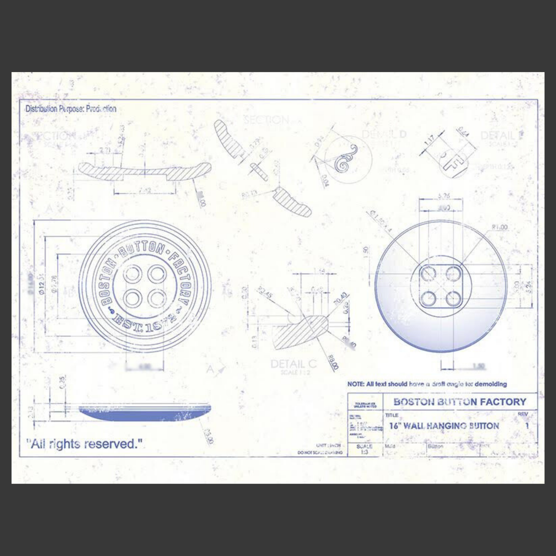 Each small button is simply a scaled-down version of the sculptural originals