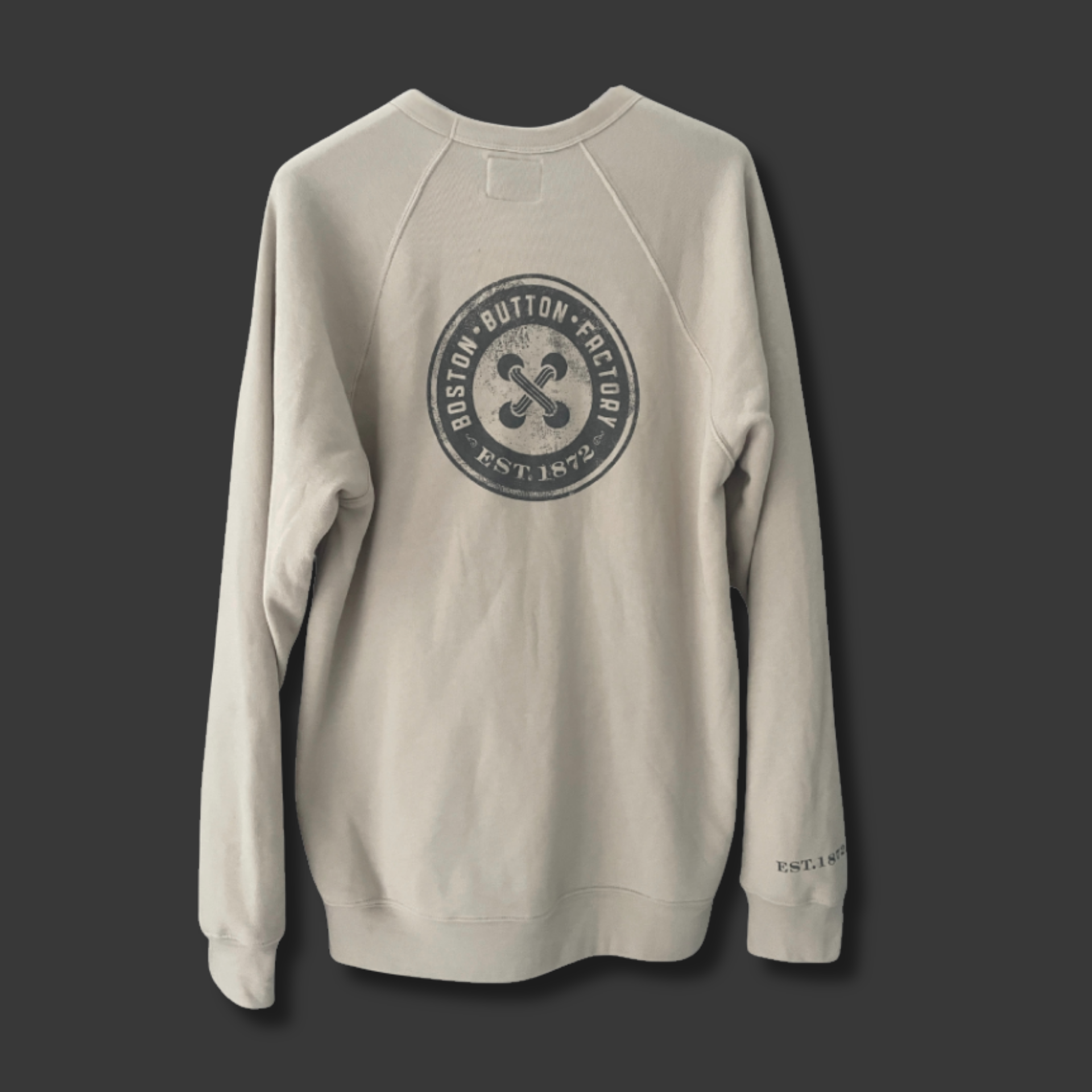 Vintage Boston Button Factory Crewneck Sweatshirt in Sand - Back